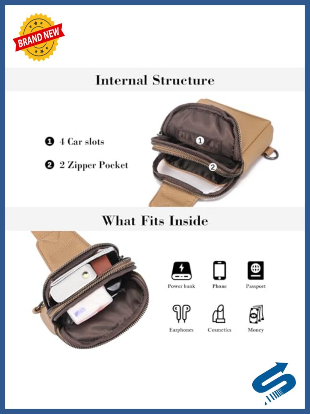 Faux Leather Crossbody Sling Bag Touchscreen Phone Purse Anti Theft Small - Picture 3 of 6
